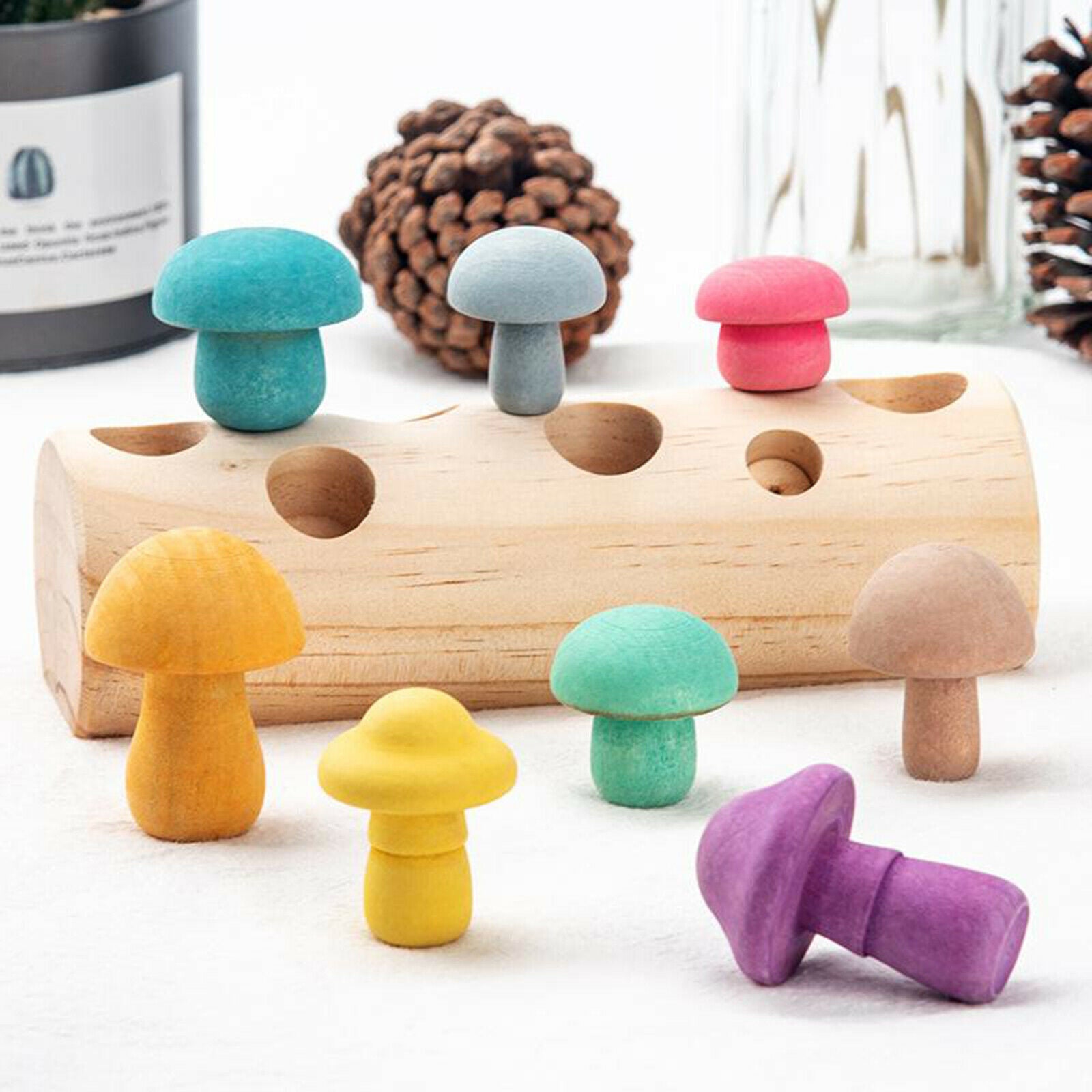 Wooden Mushroom Harvesting Catching   Educational Game for Toddler Toys