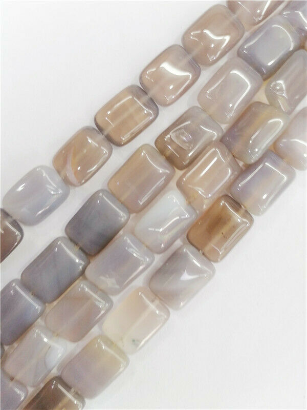 1 Strand 18x13x6mm Natural Gray Agate Rectangle Spacer Loose Beads 15.5" HH8811