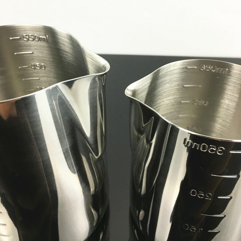 2Pcs 350ML Milk Frothing Jug Frother Coffee Latte Container Metal Pitcher