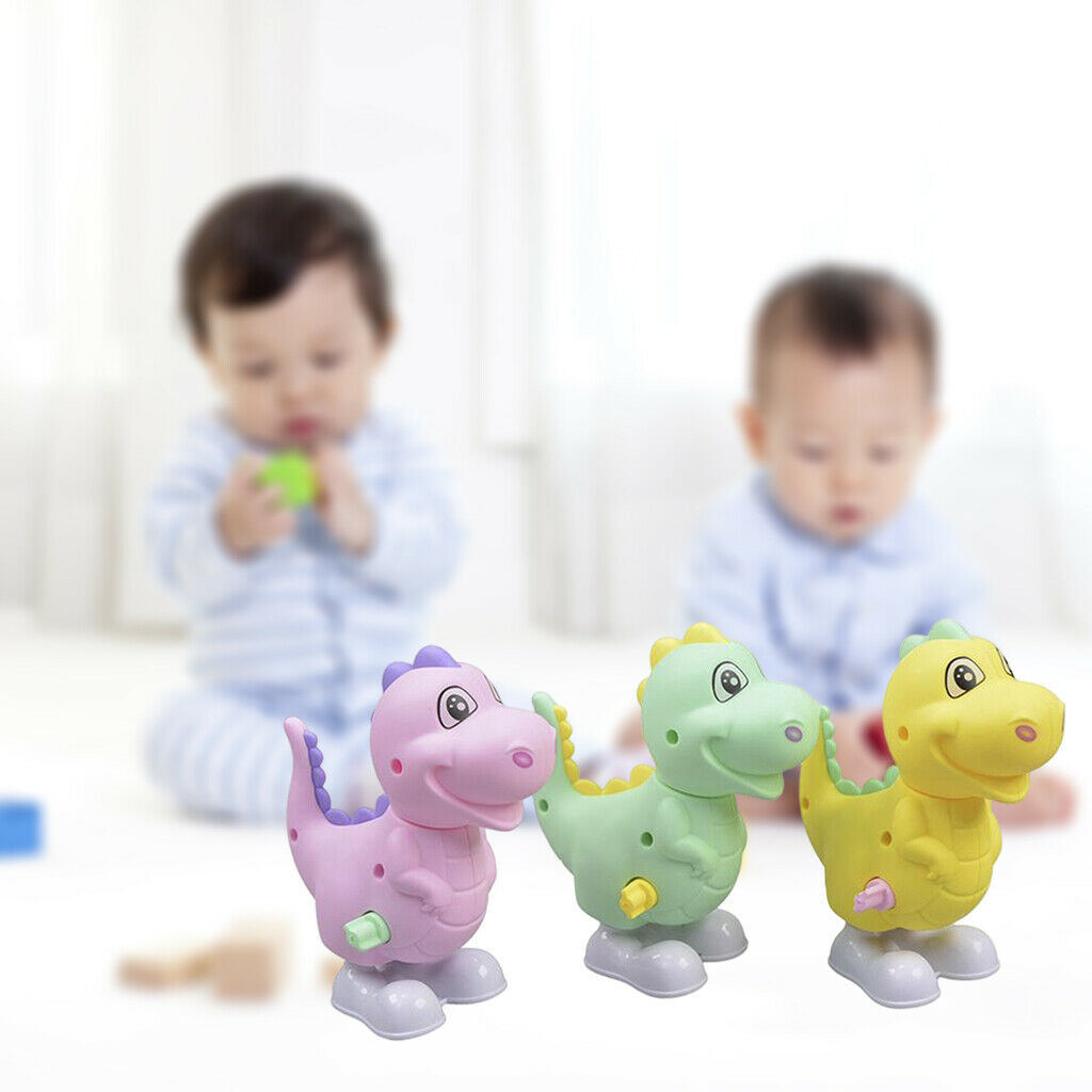 3 Pieces Wind Up Simulative Dinosaur Toys Walking Rotating Switch Party Toys