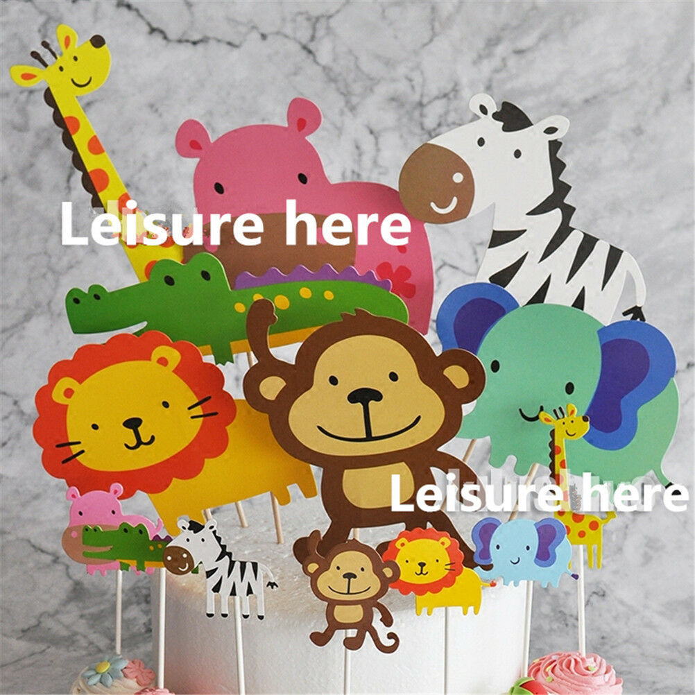 7pcs Baby Shower Wildlife Animal CakeBDopper Party Monkey Lion Zebra C.l8