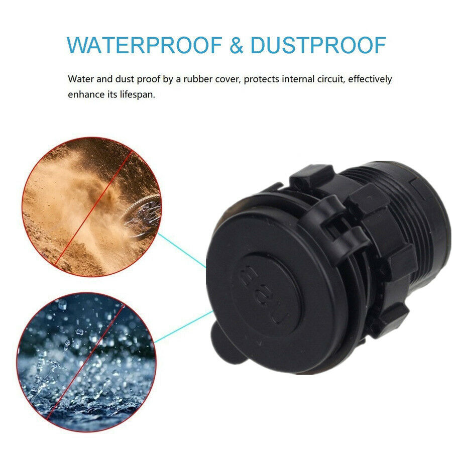 4.2A Dual USB Charger Socket with Voltmeter & Wire Waterproof for Car Motorcycle