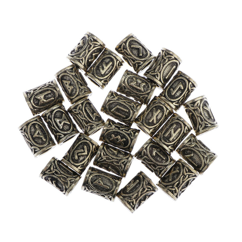 24PCS Norse/Viking Rune Beard Beads Charm Beads - Beards, Hair, Jewellery