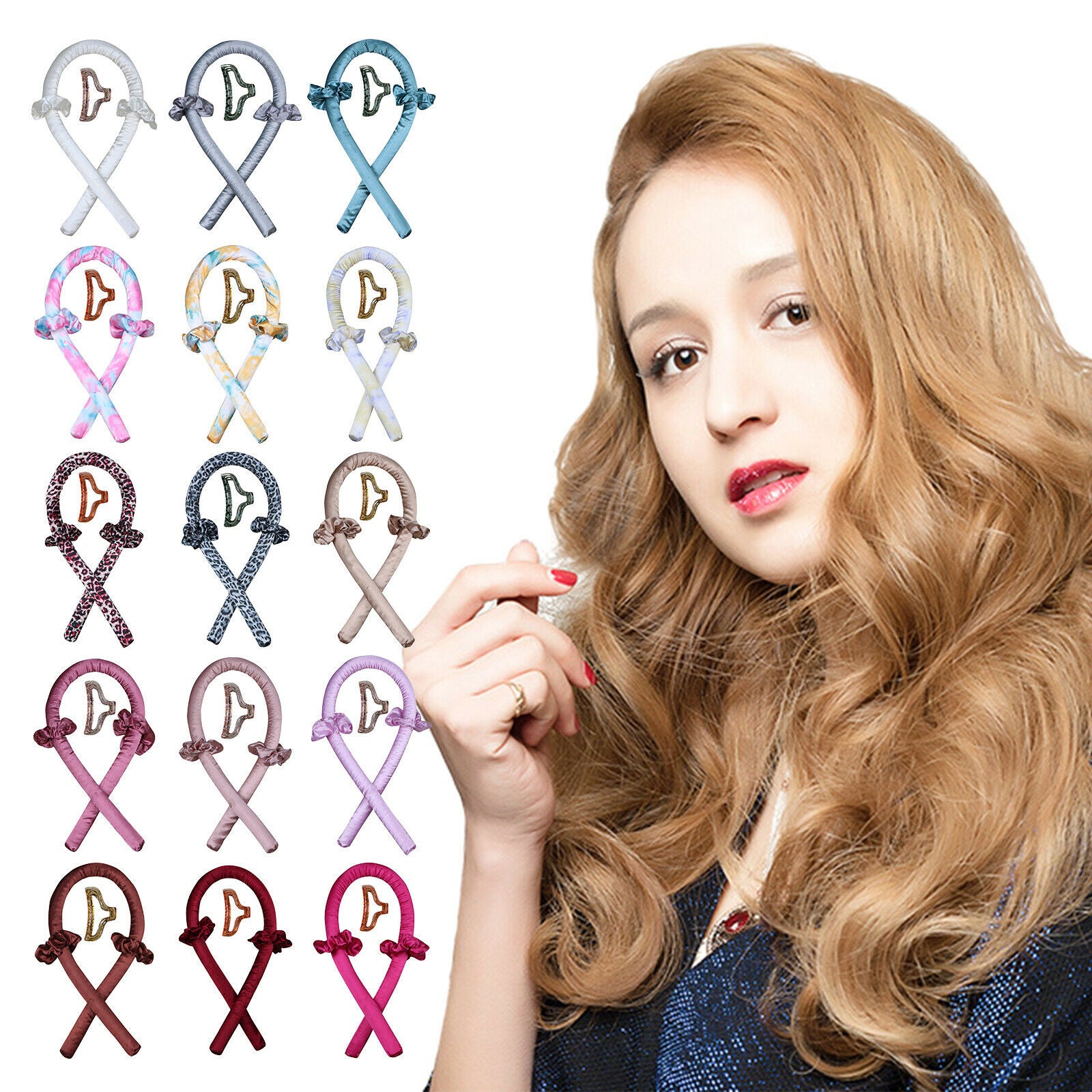 2X Heatless Curling Rod Headband Wave No Heat Curls Lazy Curler DIY Coffee