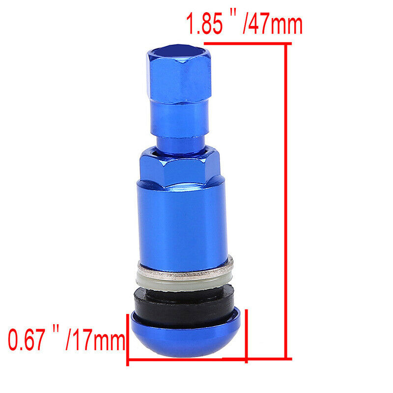 Blue CNC Aluminum Motorcycle Wheel Tire Tubeless Valve Cap Stem Scooter New