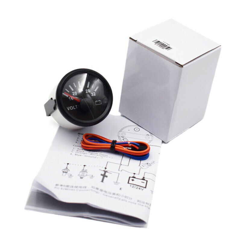 Dependable Voltmeter Gauge 16-32V 52mm 9-32VDC SS 316L Black Bezel for Boat Car