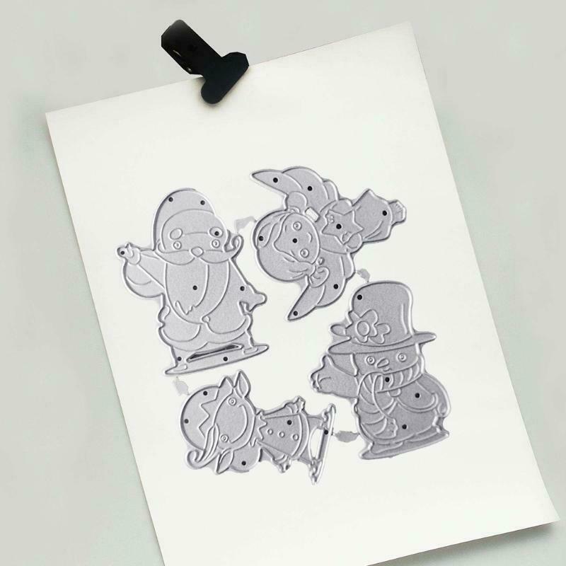 4 in 1 Christmas Figures Metal Cutting Die Decorative Embossing Cutting Stencil