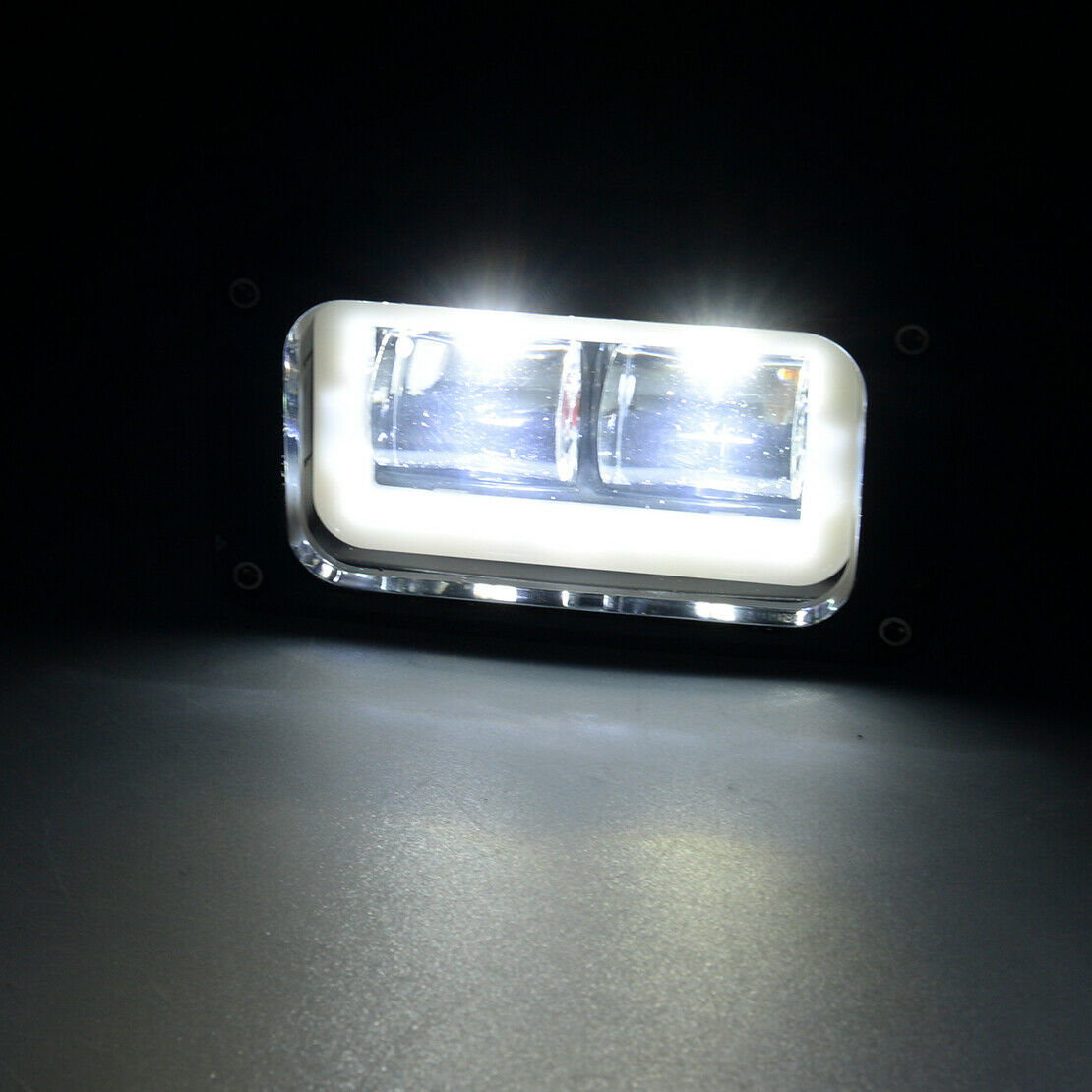 1Set 4in LED Work Light Bar White Angel Eyes Driving Fog Lamp Offroad ATV SUV