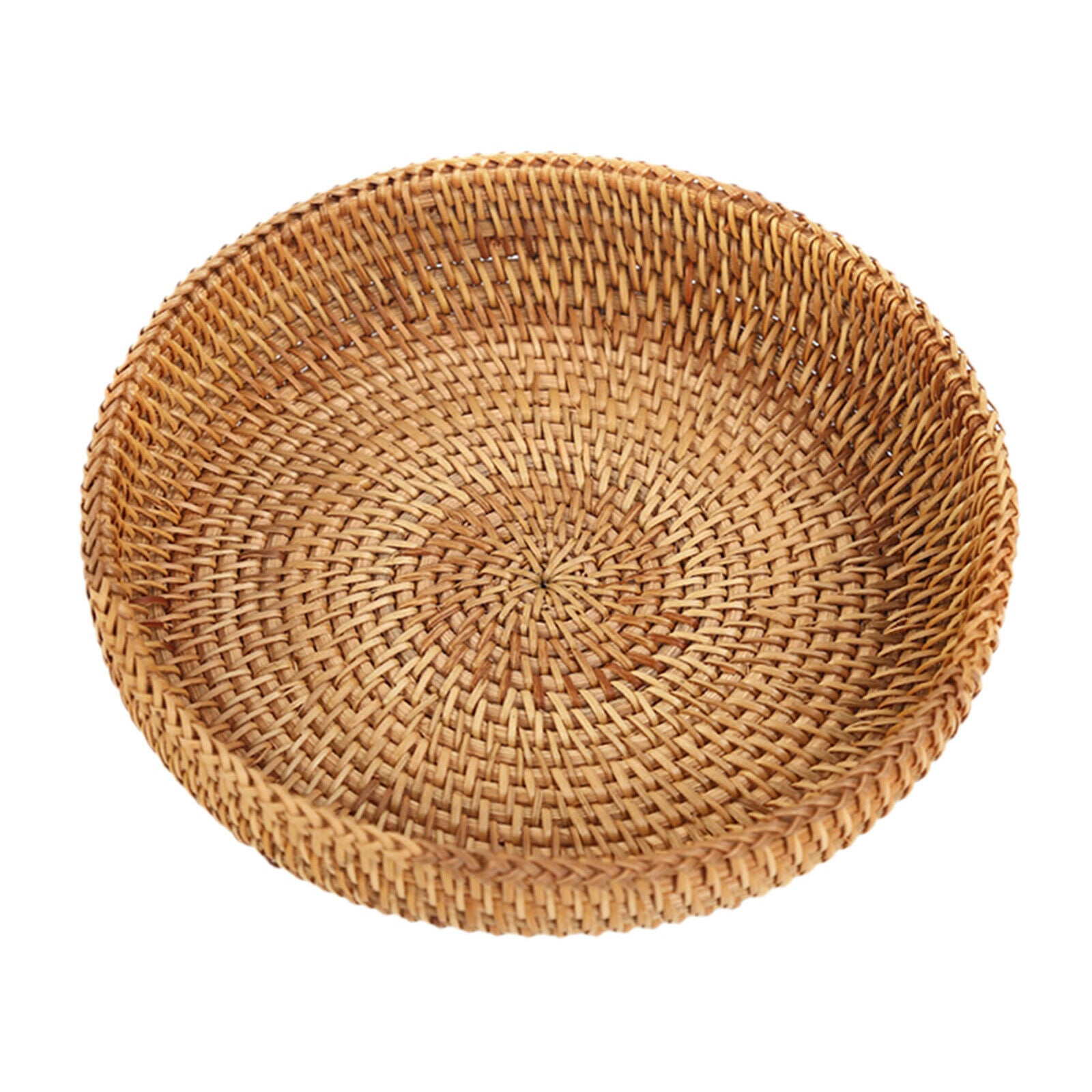 7-inches Round Wicker Bread Basket, Hand Woven Tabletop Food Fruit Vegetables