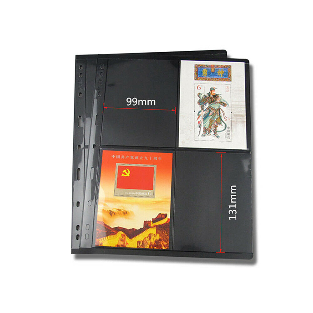 5Pcs PCCB Double Side 4 Grid Loose-leaf Stamps Collection Booklet Albums Pages