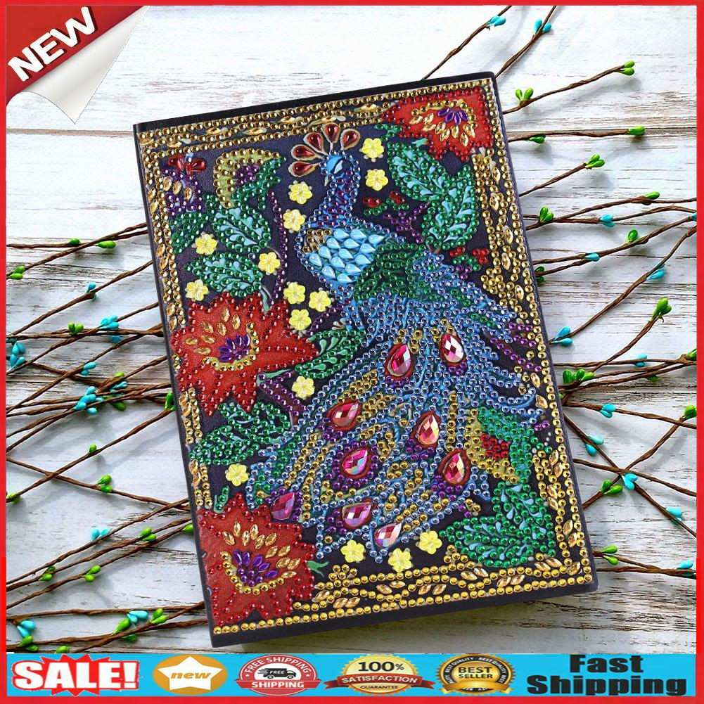 DIY Peafowl Special Shaped Diamond Painting 50 Pages Sketchbook A5 Notebook @