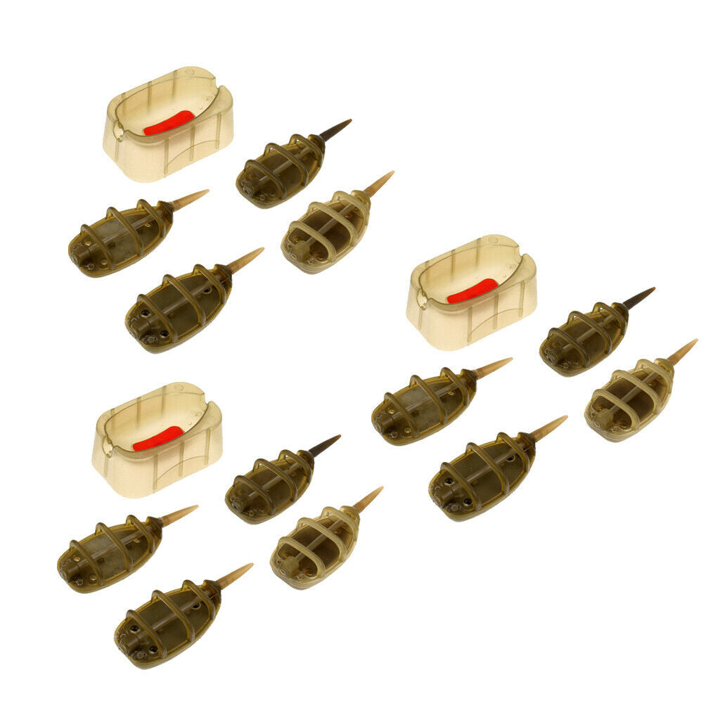 12Pcs Inline Method Flat Feeder Quick Release Mould Carp Fishing Bait Holder