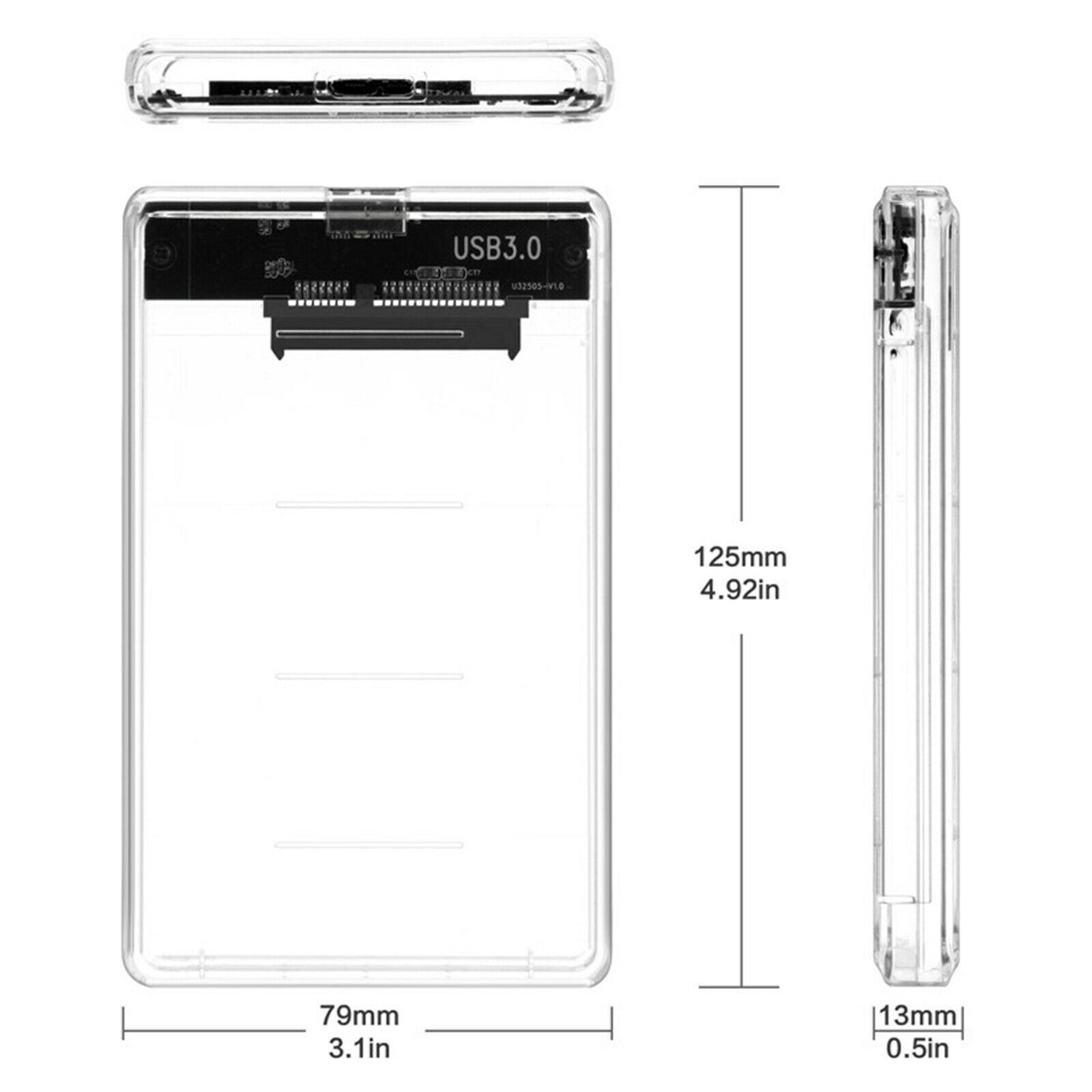 Transparent 2.5 inch External HDD SDD Hard Drive Enclosure Case Up to 2TB