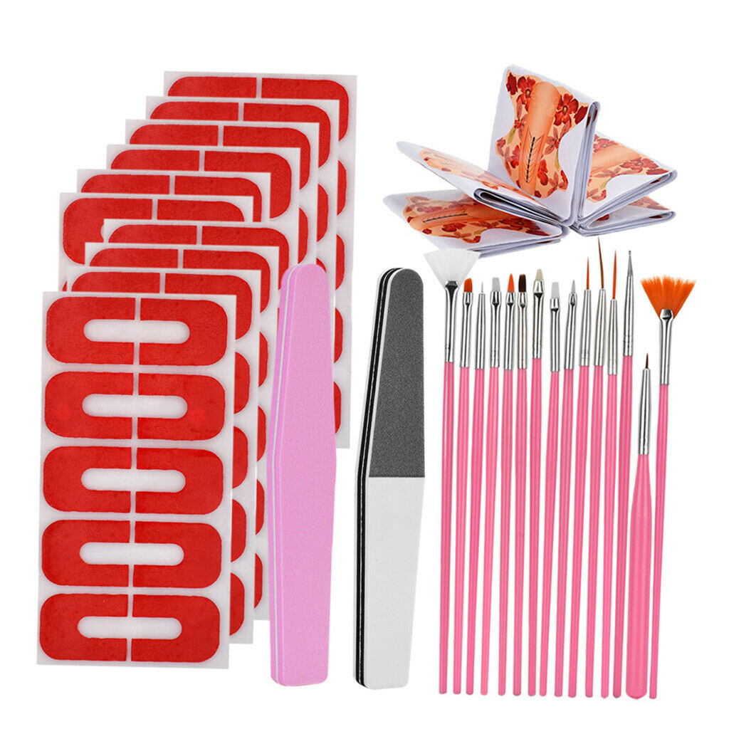 DIY Acrylic UV Gel Nail Extension Kit Nail Forms Brushes Manicure Set Orange