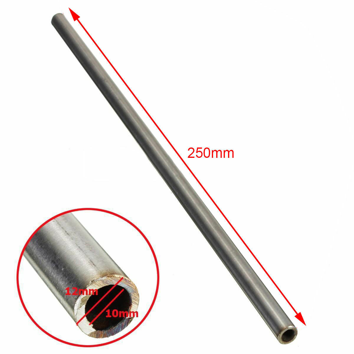 OD12mm x 10mm ID 304 Stainless Steel Capillary Tube Length 250mm Stainless Pipe