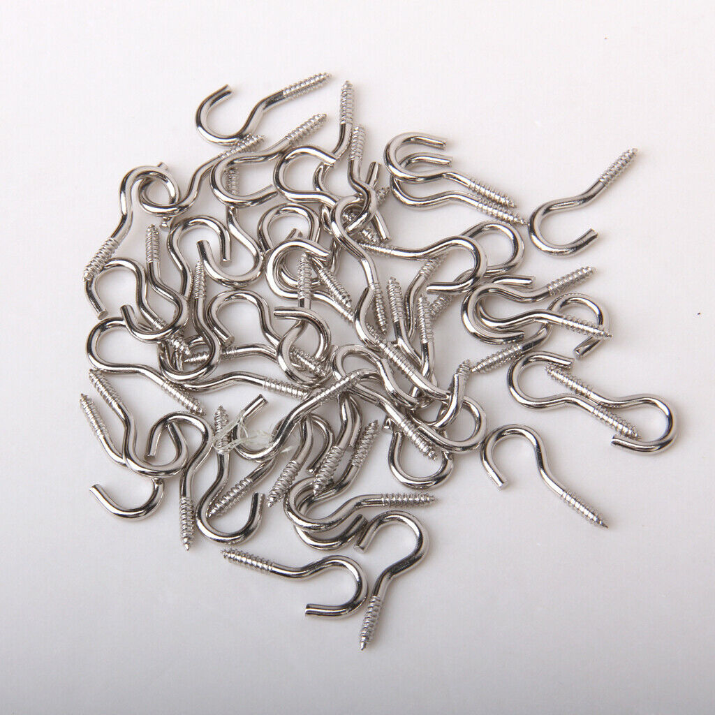 Set of 50 Screw Eye Hooks Eyelet Eyepin DIY Craft Hanging Metal Screws
