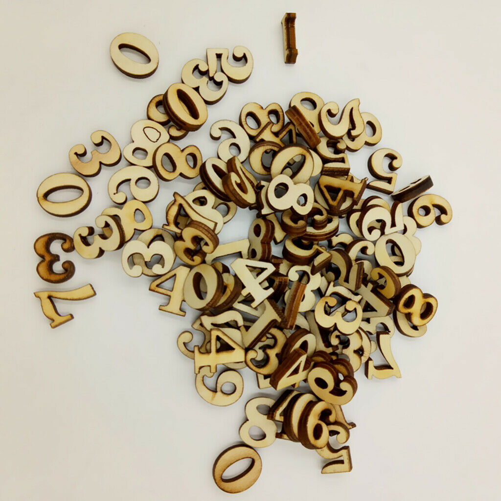 100pcs Wood Arabic Number DIY Crafts Scrapbooking Decor Birthday Presents