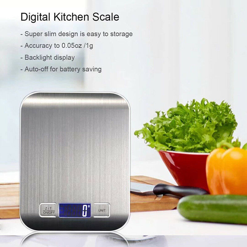 Digital Kitchen Scale LCD Electronic Cooking Food Weighing Scales 11LB/5KGx1BDA
