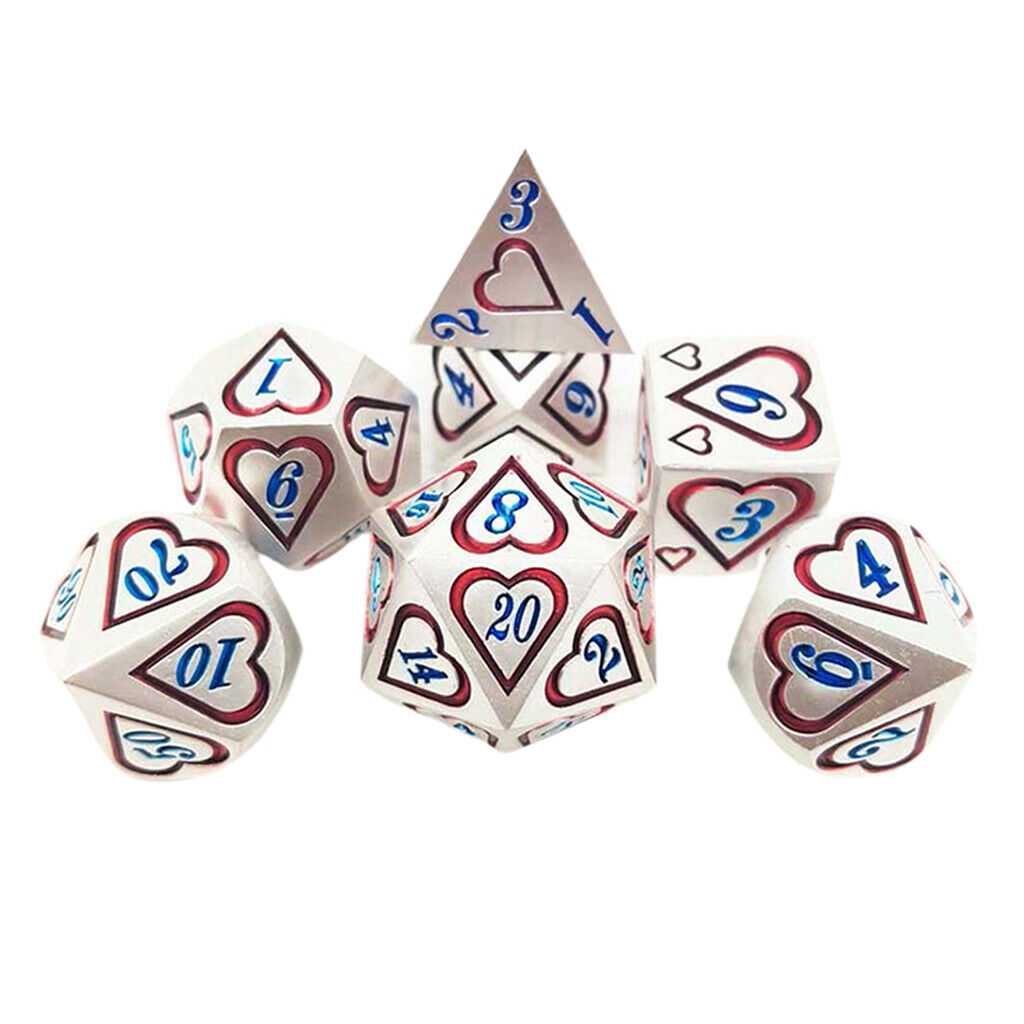 7Pcs Zinc Alloy Multi-sided Dice for Role Play Party Board Game Supplies #9