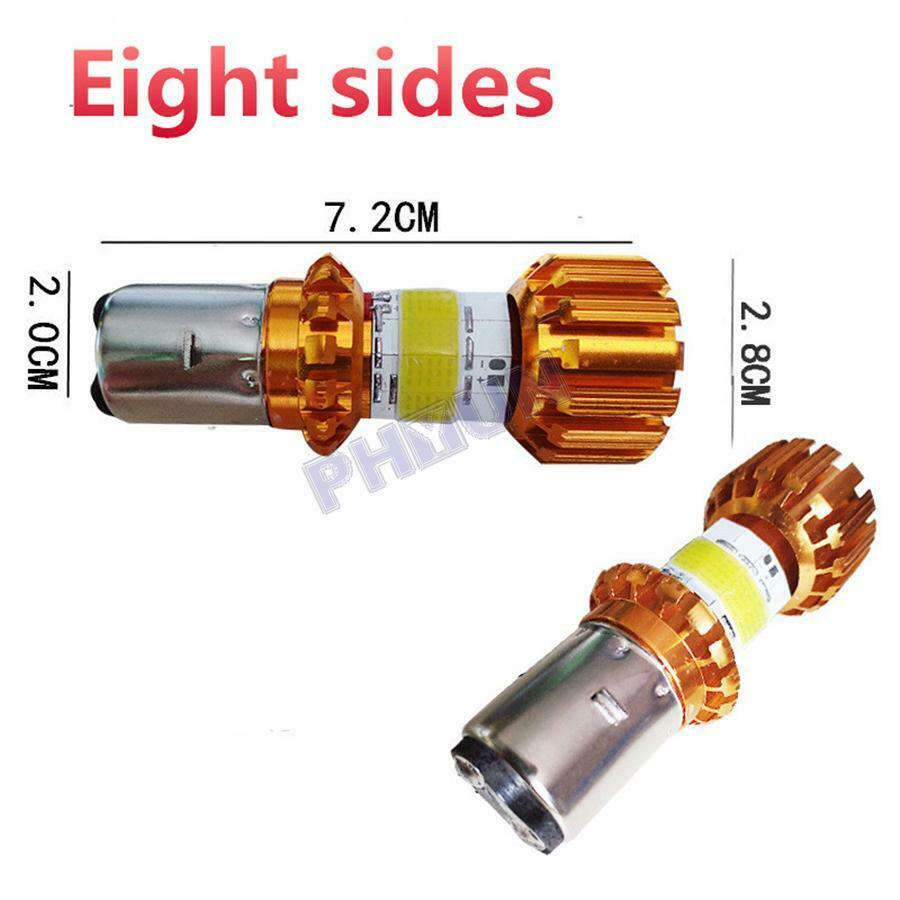 BA20D Motorcycle LED Headlight Bulb 12V 80W High/Low Beam Scooter Motobike Lamp