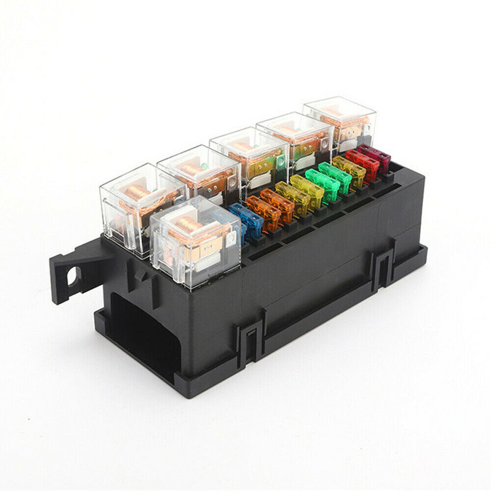 Car Modified Relay Fuse Box Kit w/ 11x Fuses + 6 Relays 5 Pin 12V Universal