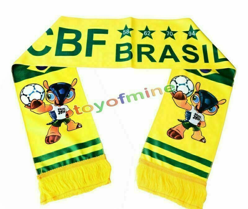 2014 Brazil Scarf Set 2 Scarves Mascot Fuleco Football World Cup for Soccer Fans