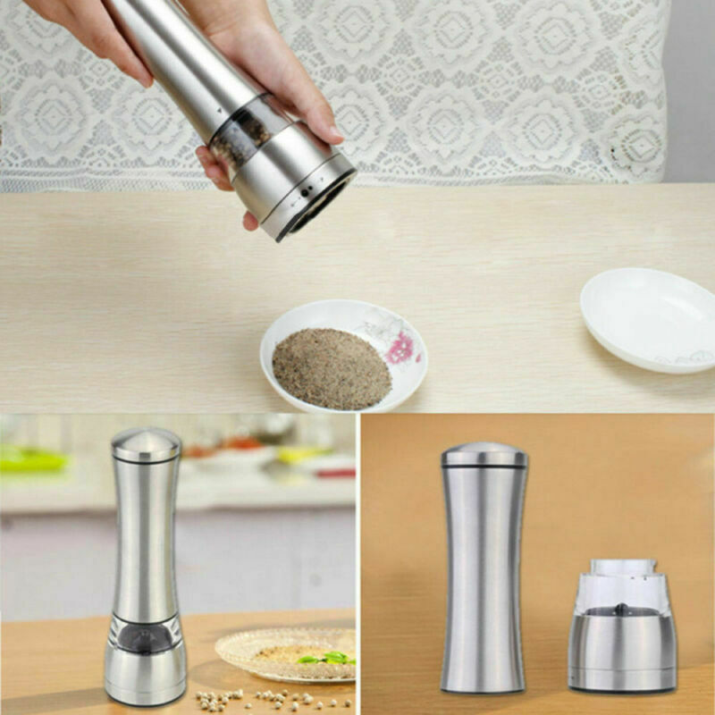 Manual Salt Pepper Grinder Spice Herb Mill Thumb Push Muller Stainless Steel