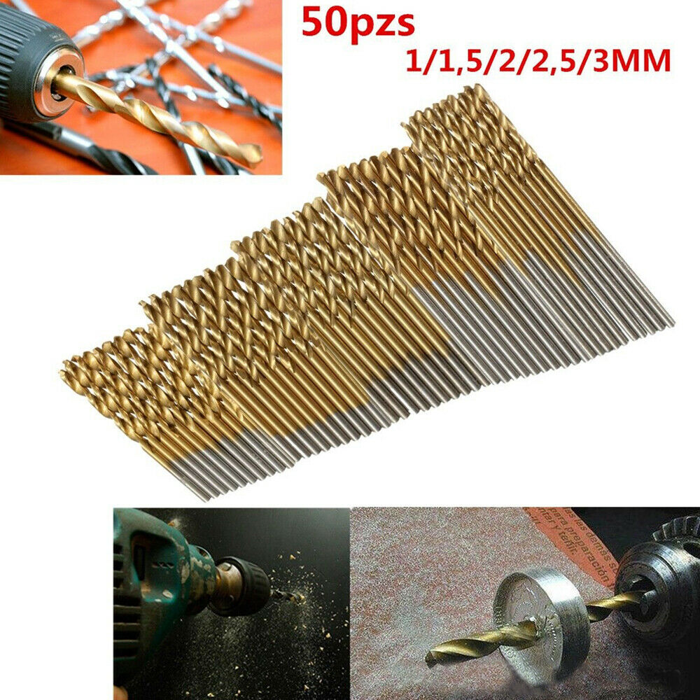 Titanium Coating High Speed Steel Drill Bit Set Tool 1/1.5/2/2.5/3mm 50PC/Set