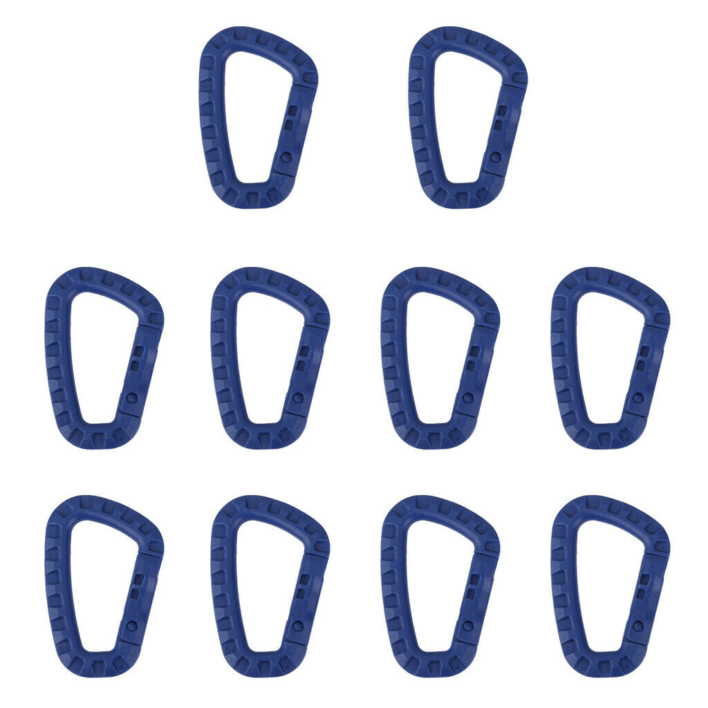 10pcs Carabiner Snap Clip Water Bottle Hook Holder Camping Hiking - Blue