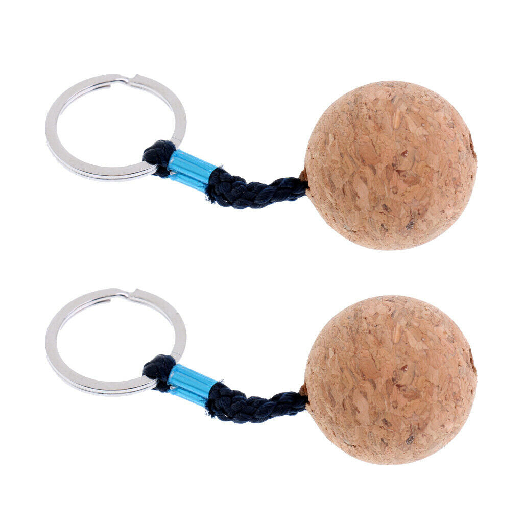 2x Safety 3.5cm Floating Cork Keyring Buoyant Key Ring Water Float Key Chain