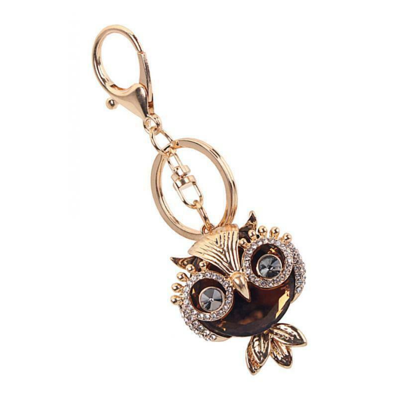 Rhinestone Owl Shape Chain Creative Bling Keychain Pendant Women Gifts