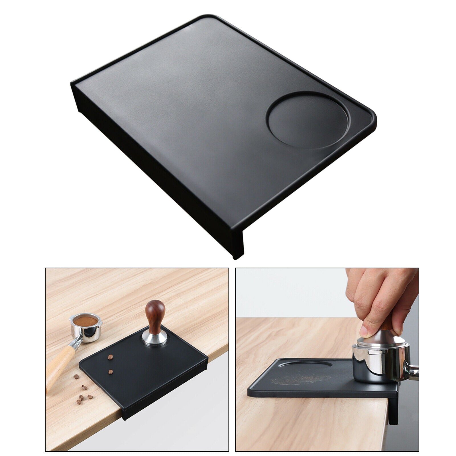 Coffee Tamper Mat Tamping Rest Holder Espresso Silicone Mat Corner Pad Black