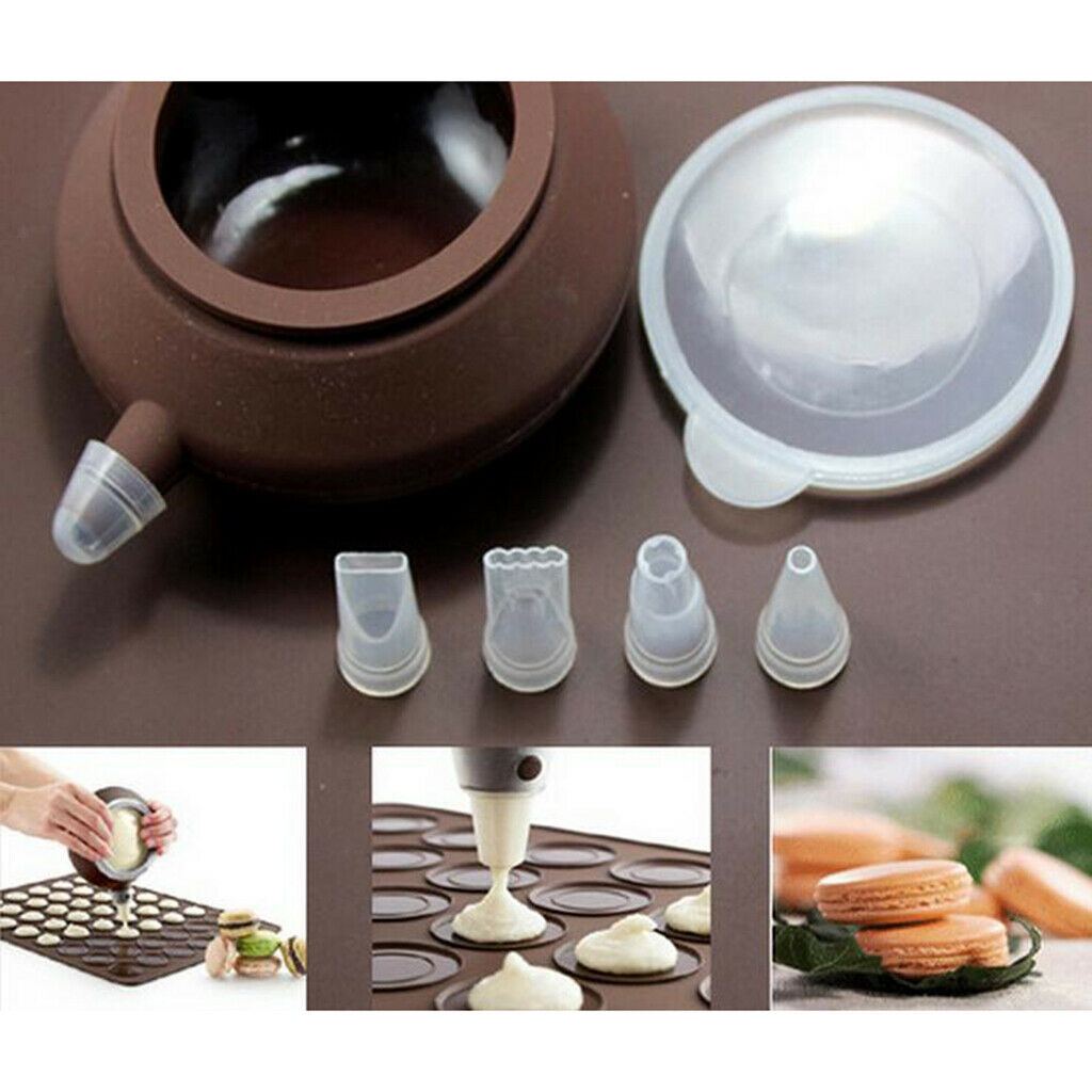 Silicone Pen Cake Muffin Macaroon Piping icing Baking Pot 5 Nozzles Set