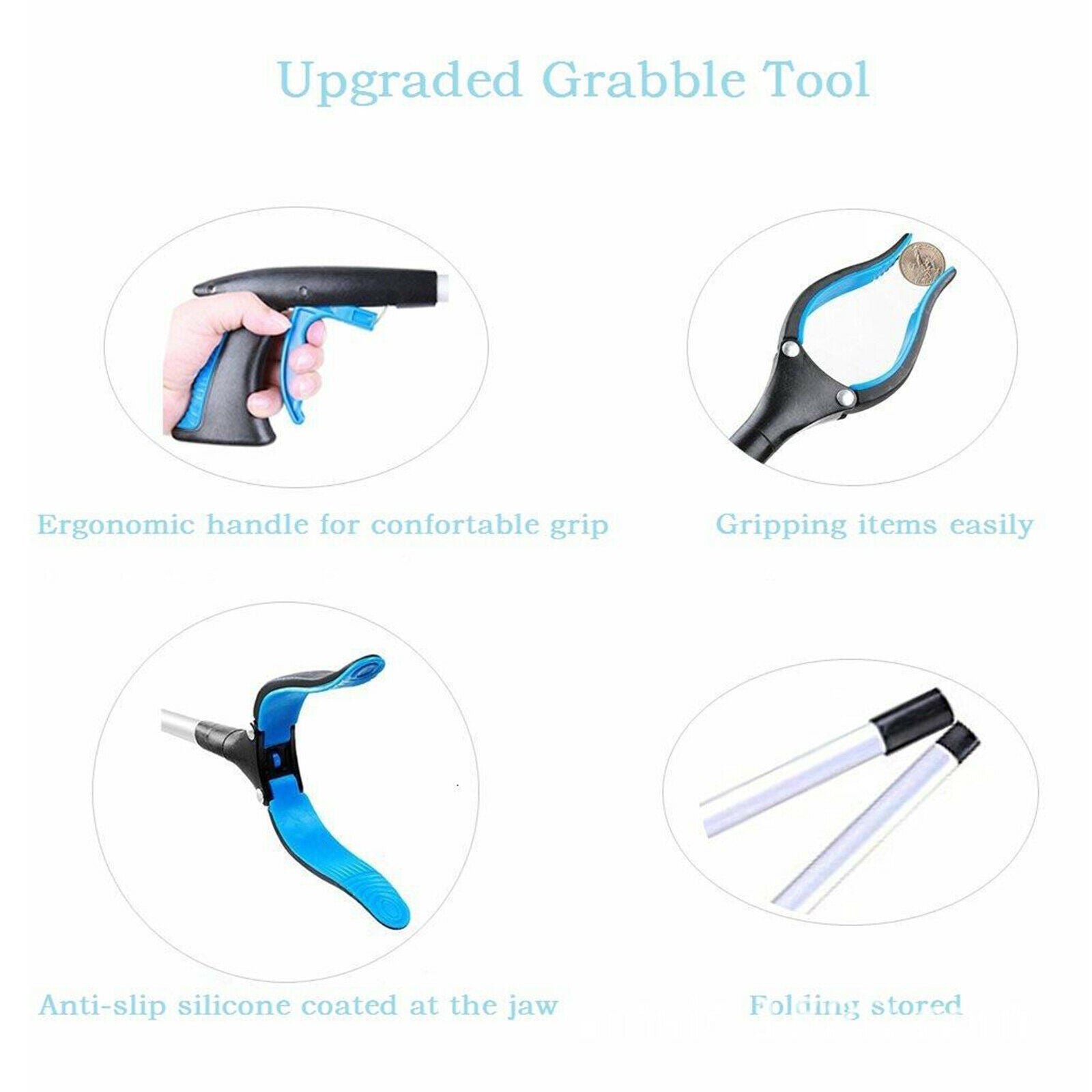 2Pcs 32" Folding Handy Garbage Grabber Reacher Tool Litter Picker Gripper