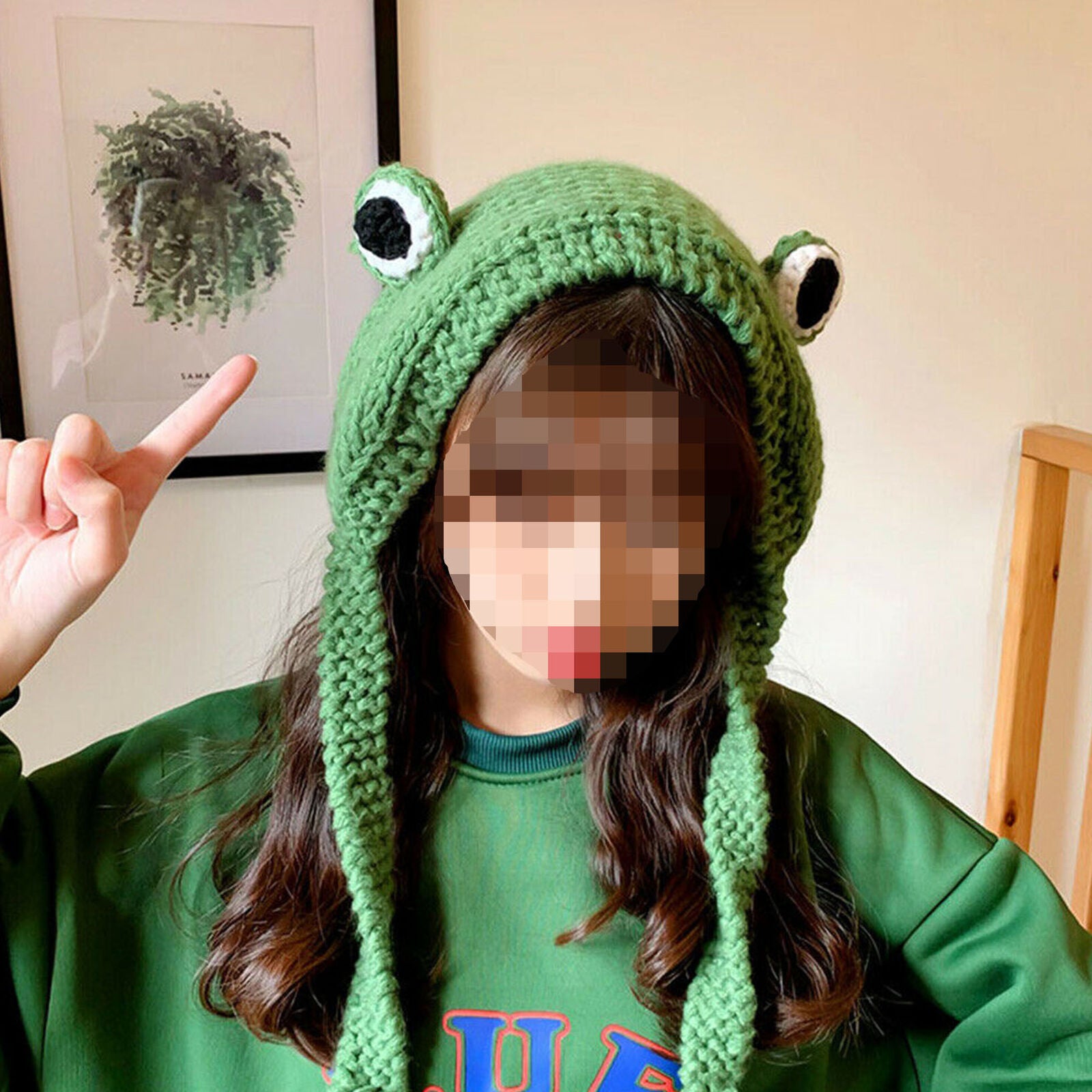 Winter Skullies Cute Women Frog Hat Crochet Knitted Hat Costume Beanie Hat Cap