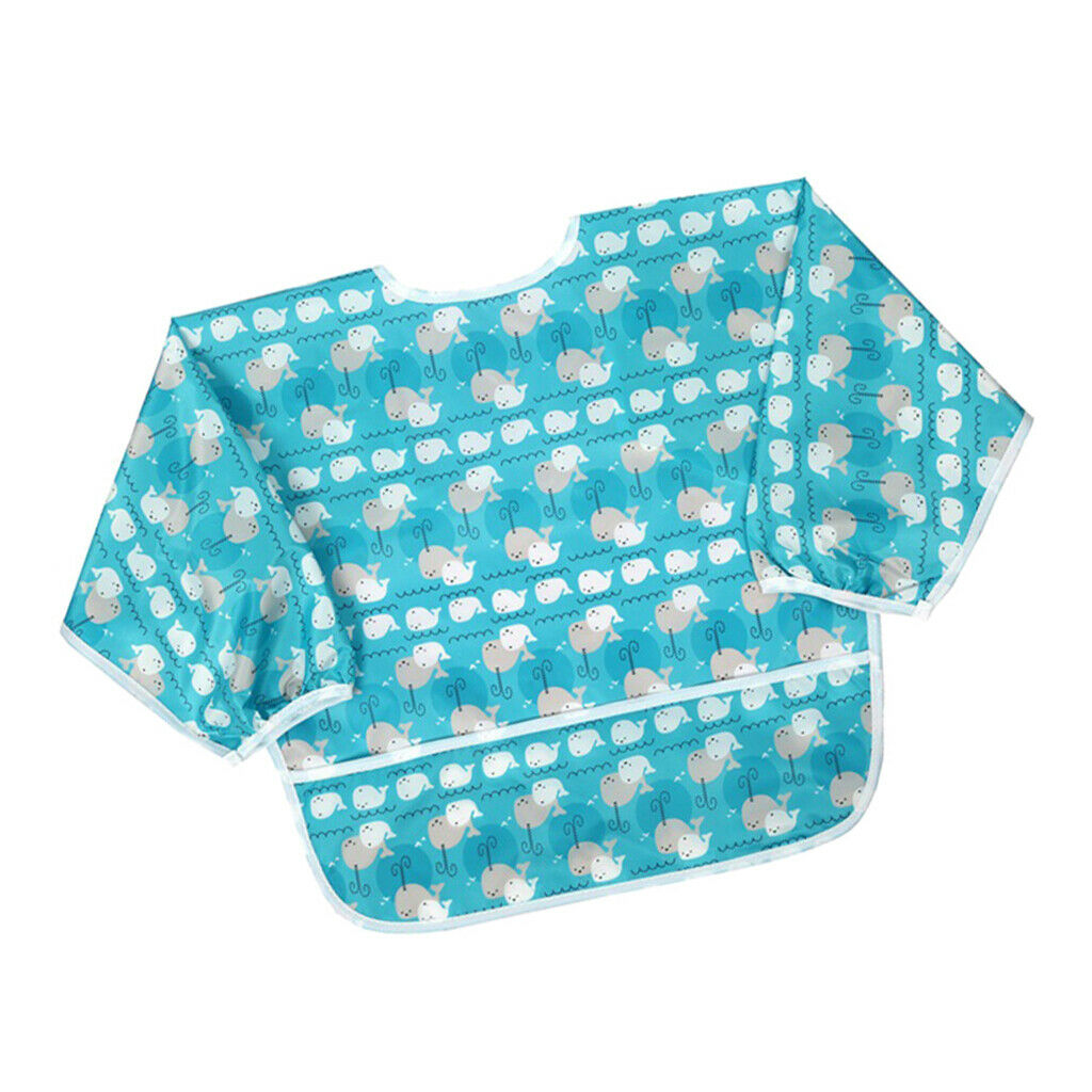 Drooling Teething Waterproof Bib with Sleeve for Baby Toddlers Whale M