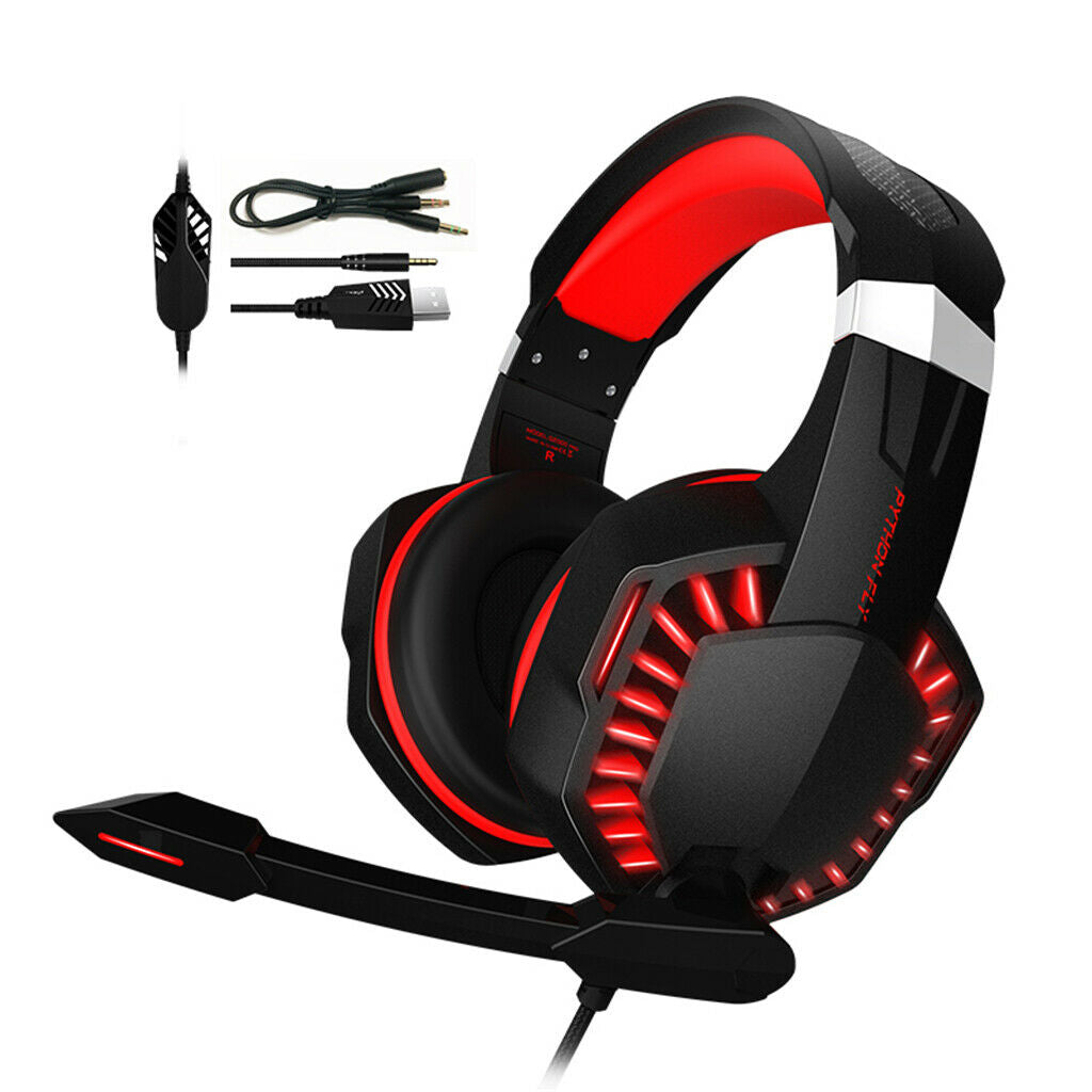 Stereo Surround Sound Gaming Headset Over Ear with Noise Isolation Mic Red
