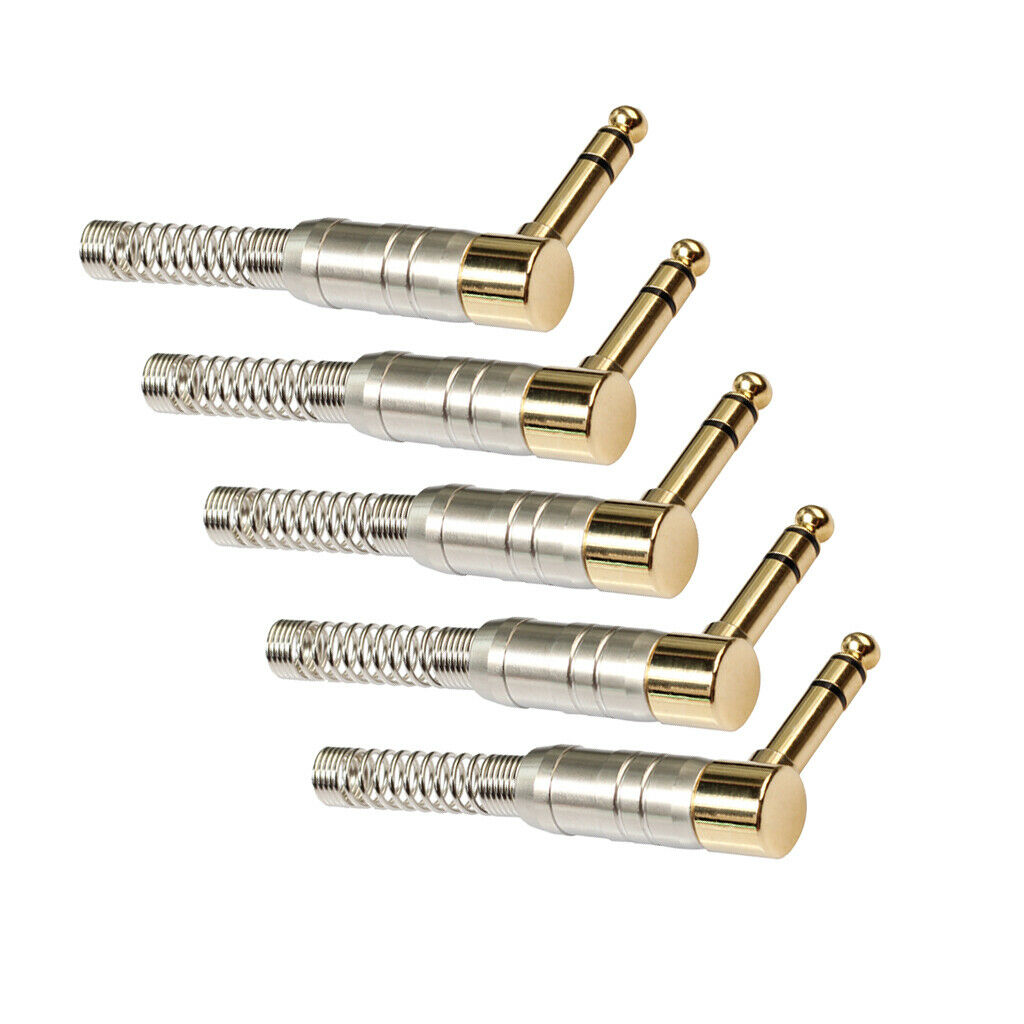 5pcs 6.35mm   Plugs Aux Male Plugs Right Angle, for Electric Guitar Speaker