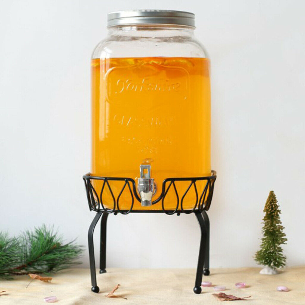 4L 5L 8L Drink Stand Basket Holder Stand Glass Jar Stand Wate Wine Black M