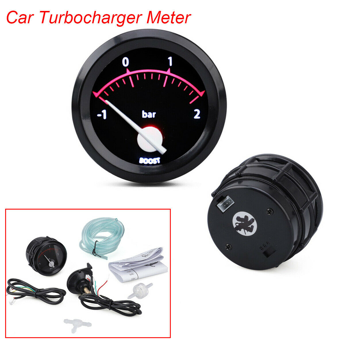 1PCS 52mm Car Motorcycle Universal LED Backlight Automatic Turbocharger Meter