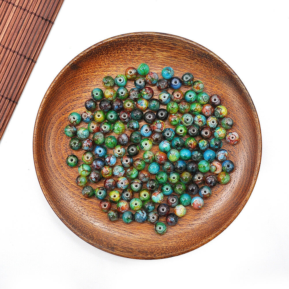 30 PCS Mult-Colour Round Natural Glass Beads 8mm Jewellery Making Hot Crafts NEW