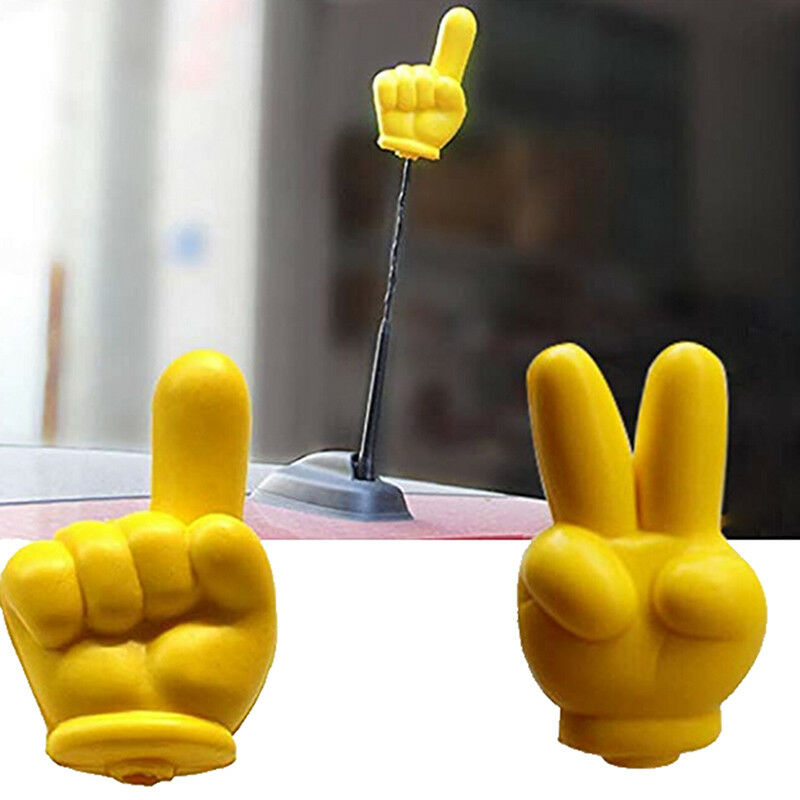 Cute Victory Finger Car Antenna Topper Eva Decorative Car Topper Balls Yel.l8