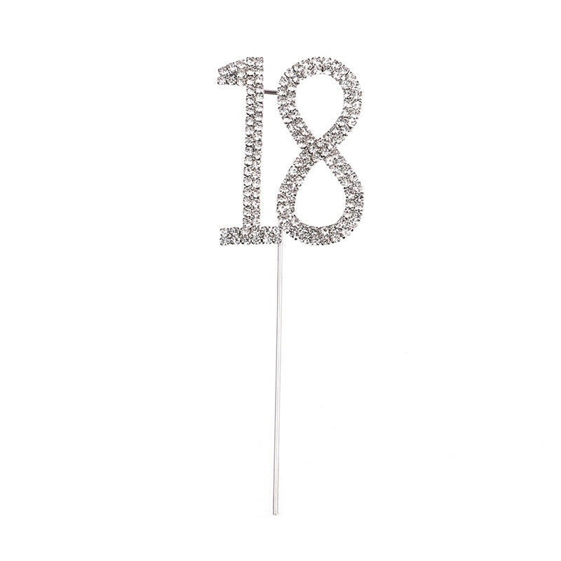 1pcs Crystal Rhinestone 18th Cake Topper Anniversary Birthday Party Decor.l8