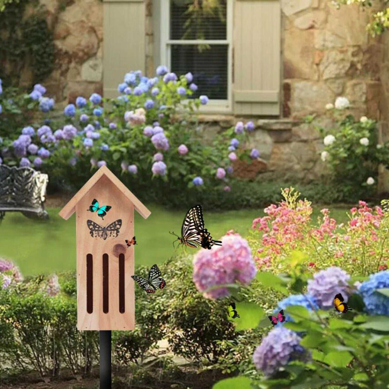 Attractive Wooden Butterfly Habitat Haven House for Bees Insects Ladybugs