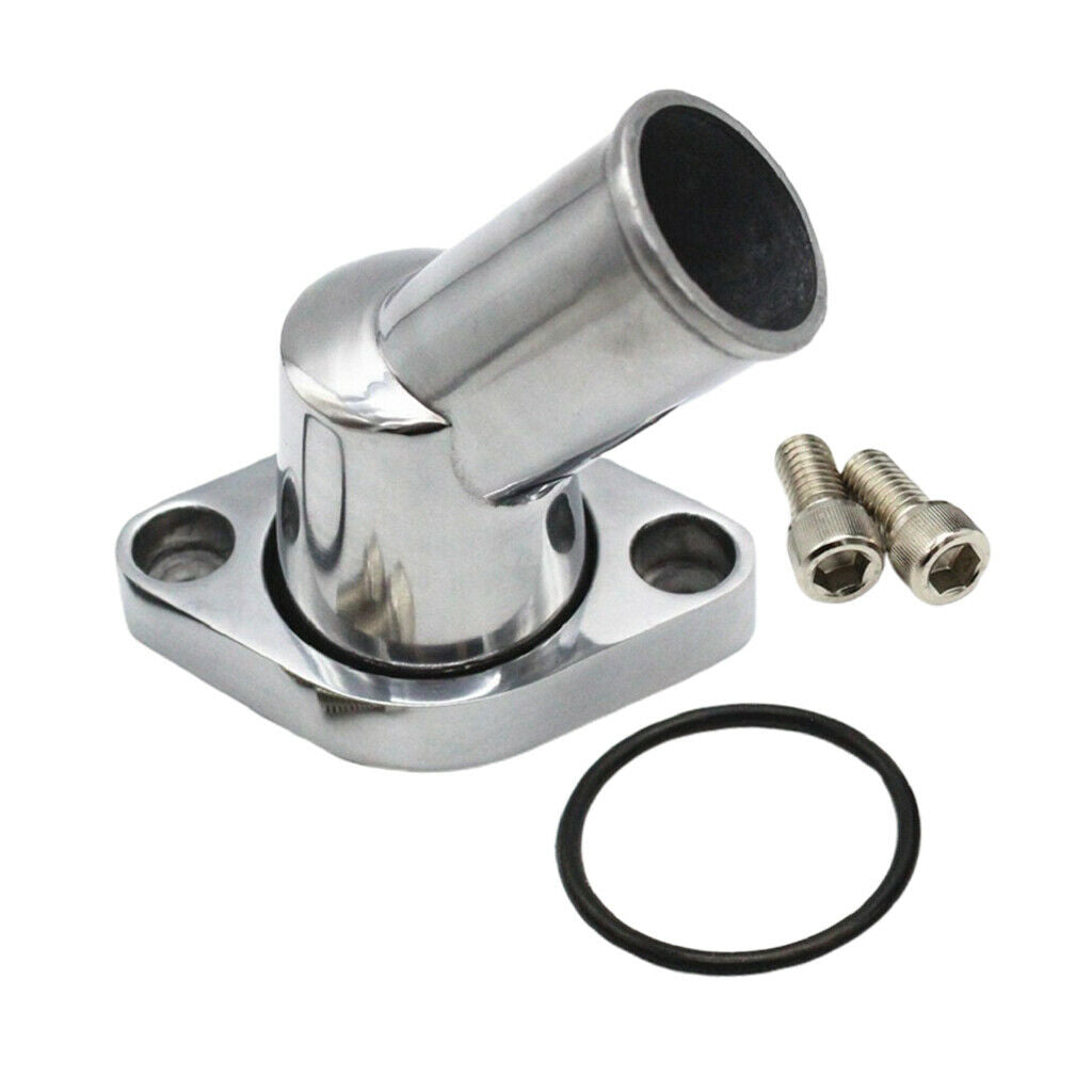 45° Chrome Water Neck Thermostat Housing for Chevy SBC BBC 305 327 350 348
