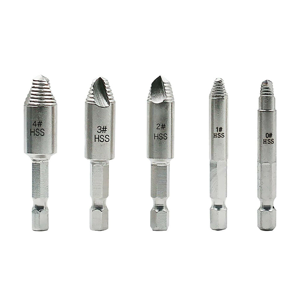 5pcs Screw Extractor Drill Bits Guide Broken Damaged Bolt  Remover
