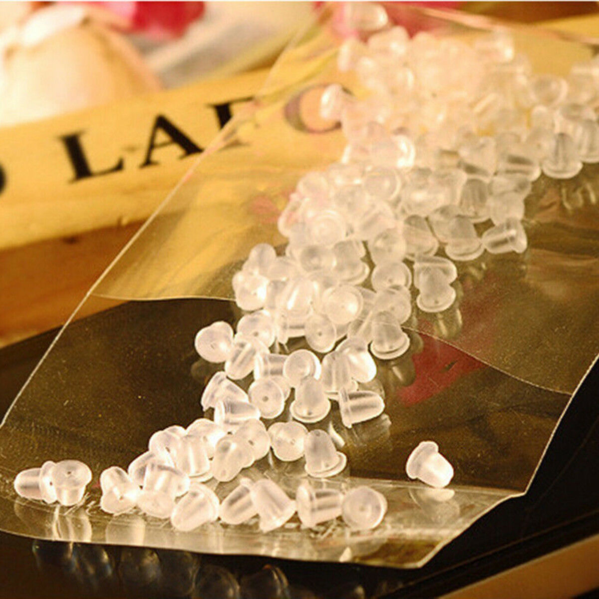 500PCS Silicone Earring Back Plugs Stoppers Ear Post Nuts 4MM Jewelry Findings