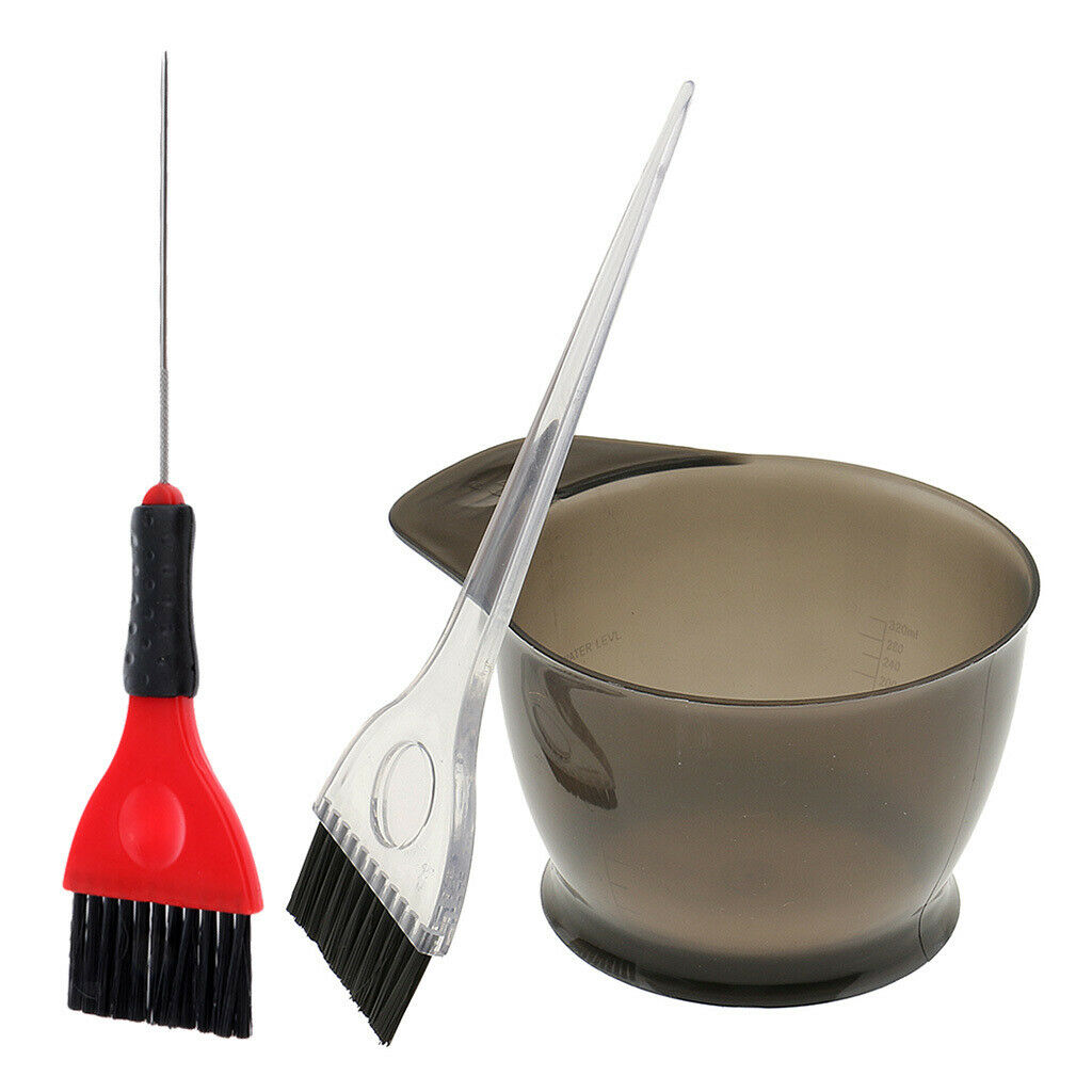 3 Pieces Salon Hair Color Dying Bowl Brushes Combo Sets Hairdressing Home