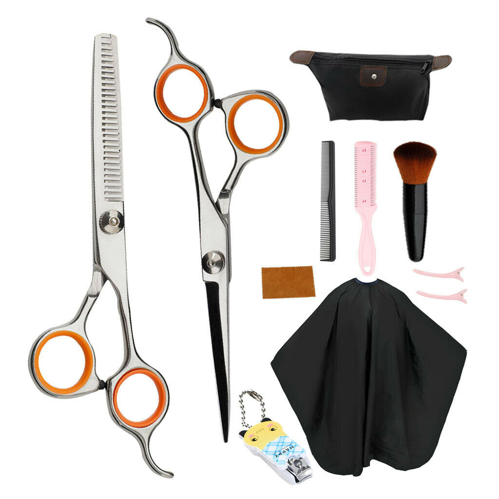 Hair Cutting Hairdressing Scissors Kit with Accessories Comb Cape Clips A
