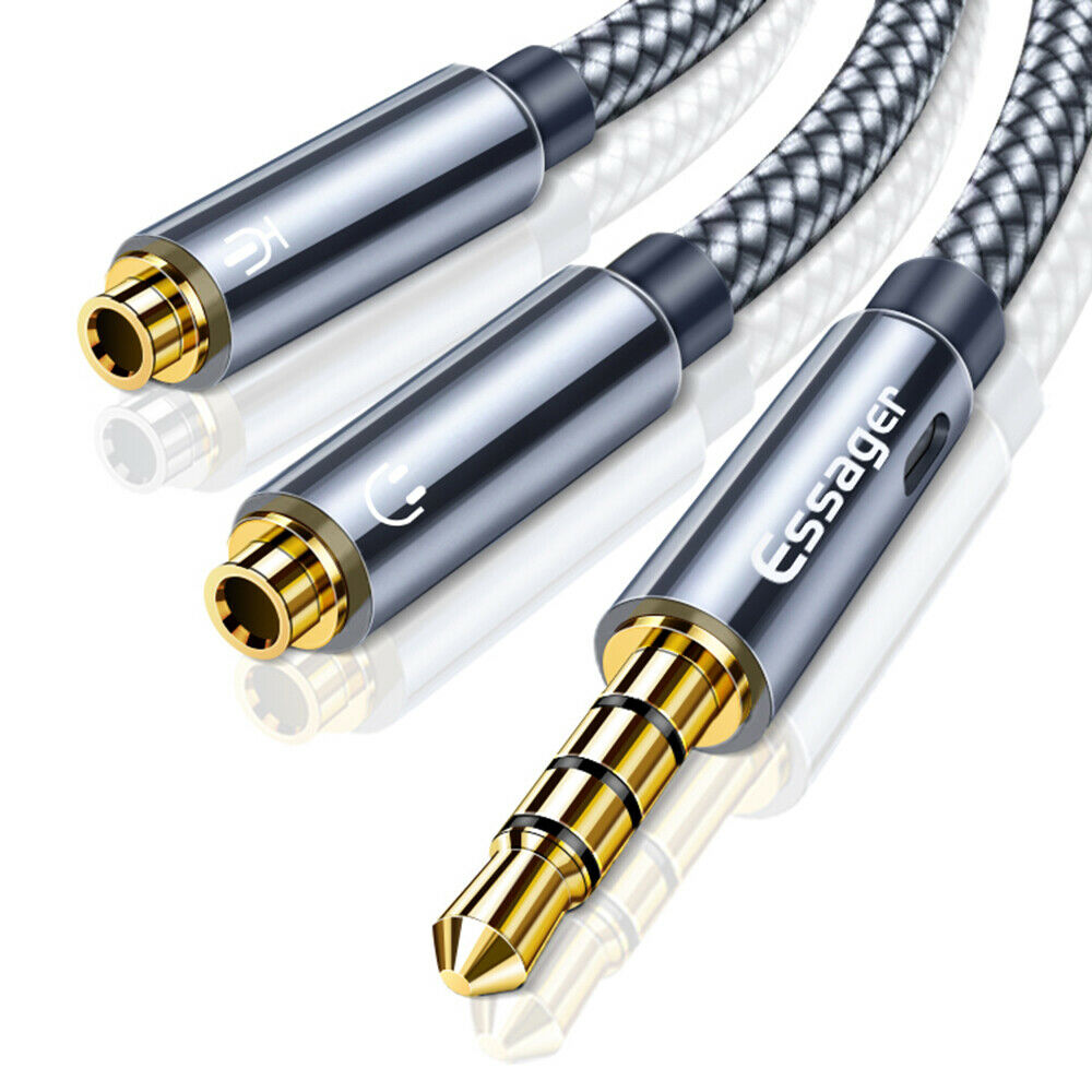 Essager 3.5mm Jack Audio Splitter Headphone Extension Adapter Cord for Phone LIN
